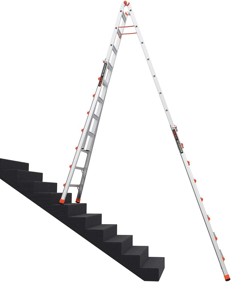 Little Giant Ladders Skyscraper M15, Adjustable Step Ladder, 8–15 Ft, Aluminum, 300 lb Capacity, Type 1A Extra Heavy Duty, 18.75-Ft Reach (10109)