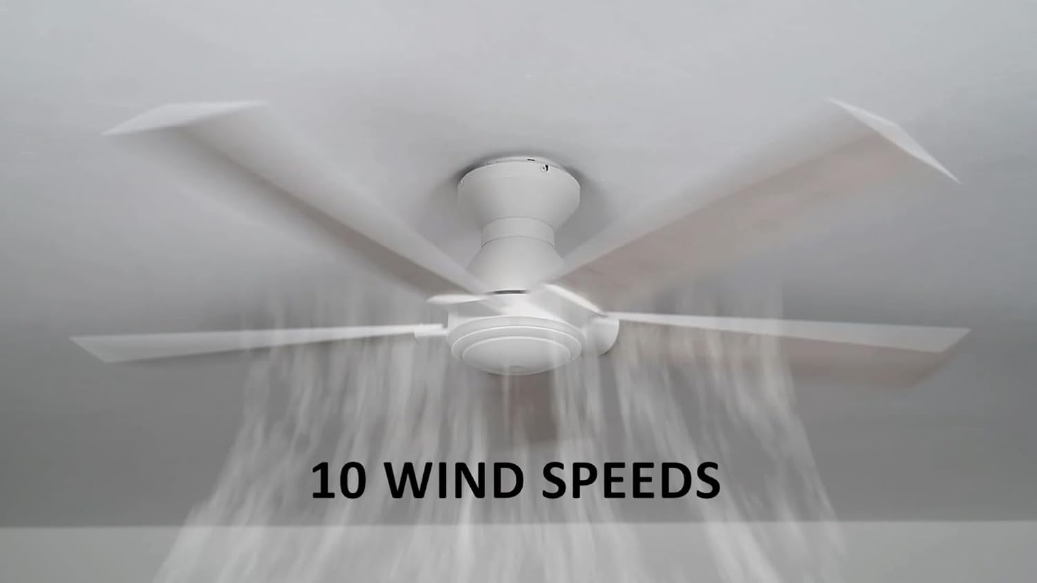 Carro 52 Inch Flush Mount Ceiling Fan without Lights, White Ceiling Fan with Remote Low Profile, 10-Speed Reversible DC Motor, 5 Wood Finish Blades, Indoor for Bedroom