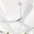 52' Ceiling Fans without Lights, Ceiling Fan no Light with 3 Blades, Solid Wood Ceiling Fan with Remote Control and DC Motor, Indoor Outdoor Ceiling Fans for Patios-White