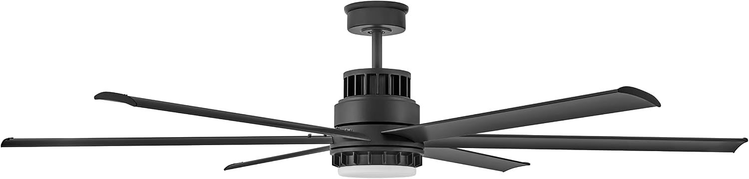 Hinkley Draftsman 72' Indoor/Outdoor Smart Ceiling Fan with Light and Remote, Industrial Windmill Style with Alumninum Fan Blades, Integrated LED, Matte Black