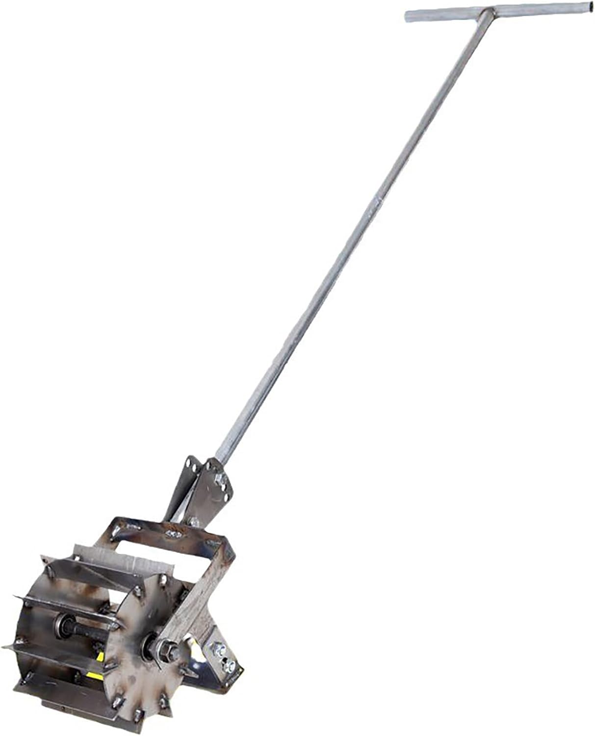 Garden Rotavator, Cordless Tiller Cultivator,Small Household Weed Hoe and Scarifier,Hand Push Weeding Tool,Manual Tiller and Weeder for Lawn,Farms,Yard,Soil