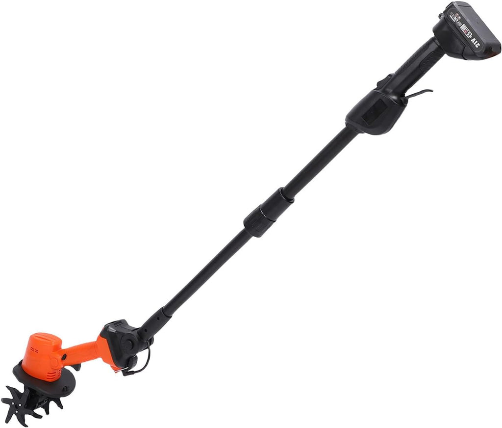 AUNMAS Cordless Mini Tiller, Powerful Tilling Performance with 4 Manganese Steel Tines 1.5Ah Battery, Lightweight Ergonomic Design for Gardening Loosening Soil Weeding Trenching (US Plug)