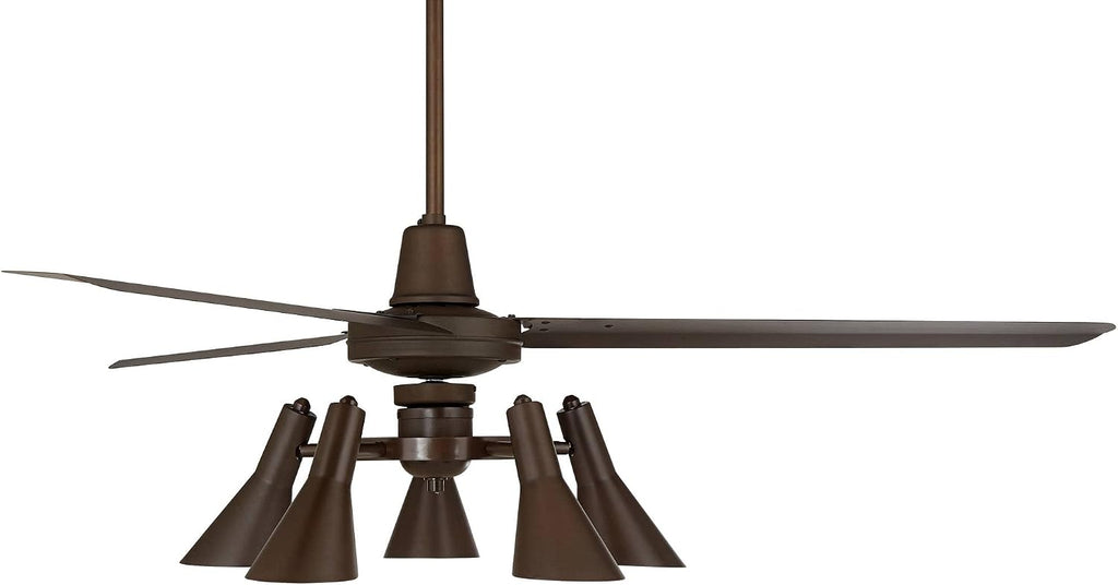 Casa Vieja 60' Turbina Industrial Retro 3 Blade Indoor Ceiling Fan with Light LED Remote Oil Rubbed Bronze Adjustable Head for House Bedroom Living Room Home Kitchen Dining Office