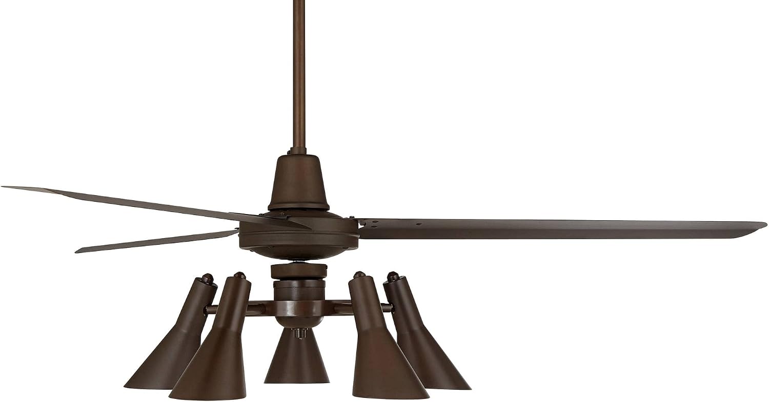 Casa Vieja 60' Turbina Industrial Retro 3 Blade Indoor Ceiling Fan with Light LED Remote Oil Rubbed Bronze Adjustable Head for House Bedroom Living Room Home Kitchen Dining Office