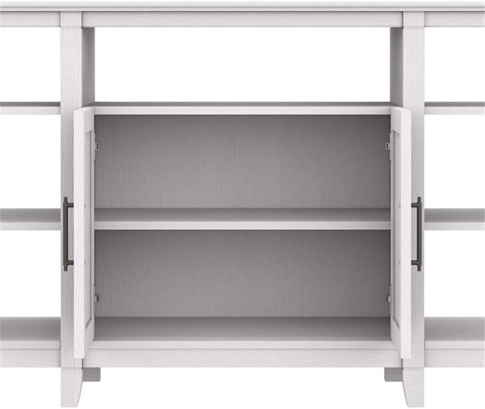 Bush Home Key West Tall TV Stand with Set of 2 Bookcases in Pure White Oak, Farmhouse Entertainment Center for 65 Inch Television