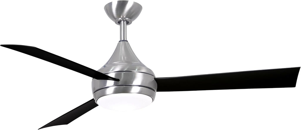 Matthews DA-BS-BK Donaire Outdoor Wet/Salt Water Rated 52' Marine-Grade Coastal Ceiling Fan with LED Light & Remote, Brushed Stainless with Black