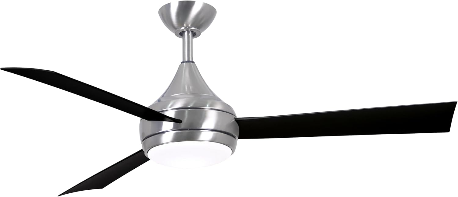 Matthews DA-BS-BK Donaire Outdoor Wet/Salt Water Rated 52' Marine-Grade Coastal Ceiling Fan with LED Light & Remote, Brushed Stainless with Black
