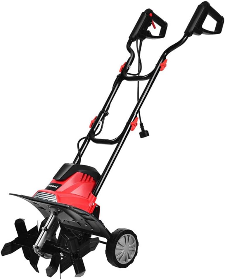 14' Electric Tiller Corded, 10 Amp Foldable Electric Rototiller with Adjustable Wheels Electric Garden Rototiller, for Gardening,Dynamical Brushless Motor Enable Smooth Workflow
