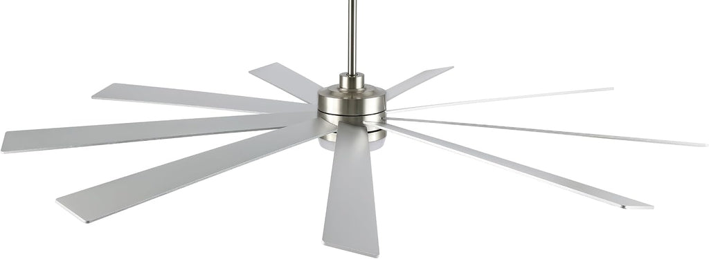 LEDLUX 84' DC Motor Ceiling Fan with Light, 6-Speed Remote Control, Reversible Motor, Modern 9 Blades Silver Ceiling Fan with 4.5'/12'/24' Downrods for Home or Commercial, Living Room/Restaurant