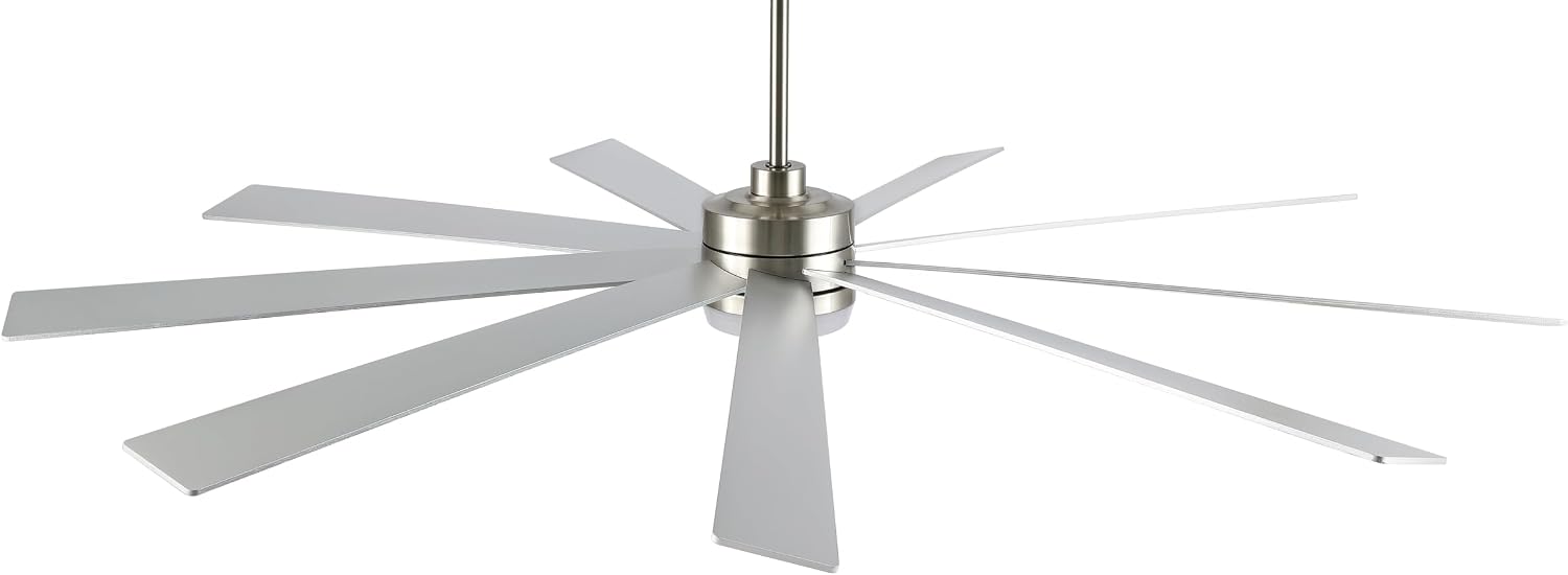LEDLUX 84' DC Motor Ceiling Fan with Light, 6-Speed Remote Control, Reversible Motor, Modern 9 Blades Silver Ceiling Fan with 4.5'/12'/24' Downrods for Home or Commercial, Living Room/Restaurant