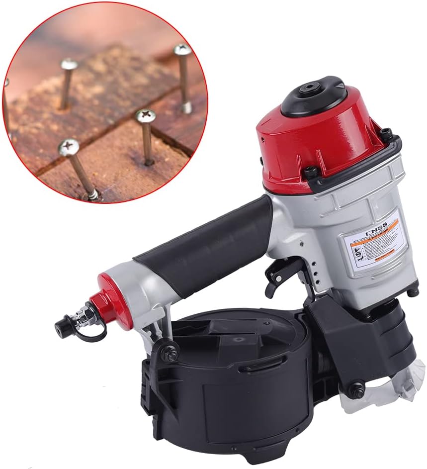 Pneumatic Coil Nailer, CN55 75-100PSI Hand Air Coil Siding Nail Gun Tool For Wooden Furniture Fences Plywood 25-57mm