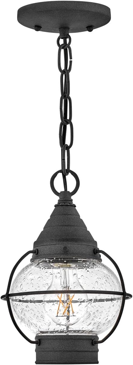 Hinkley Cape Cod 2203DZ Extra Small Outdoor Convertible Light Fixture, Flush Mount or Pendant, Even or Sloped Ceilings, Aged Zinc