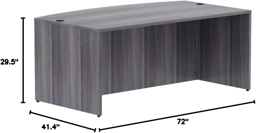 Lorell LLR69591 71 x 36 in. Bow Weathered Charcoal Laminate Desking
