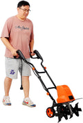 Tiller for Gardening, Homonova Electric Tiller, 13.5 Amp Corded 120V 60Hz Powerful Motor, 18 Inch Width 9 Inch Depth with 24 Steel Tines, Adjustable Wheels, Premium Cultivator for Lawn Yard Soil