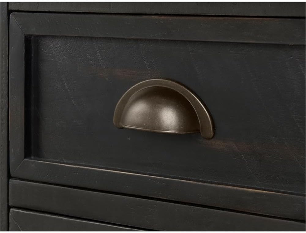 Martin Svensson Home Monterey Chairside Table - Black with Brown Top - Coastal Multi-Use Table with Charging Station and Drawer for Bedroom or Living Room