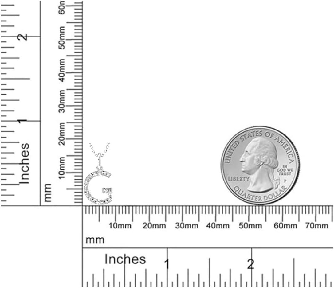1/10 Carat Round Diamond A-Z initial Pendant Necklace | 10K, 14K Yellow or White Gold and Sterling Silver Cable Chain Necklace 18 inch | I-J Color and I2-I3 Clarity