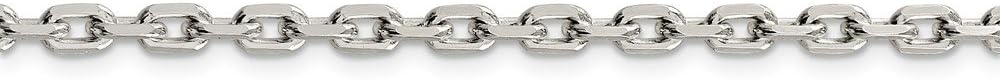 Solid 925 Sterling Silver 3.95mm Beveled Oval Cable Chain Necklace - with Secure Lobster Lock Clasp