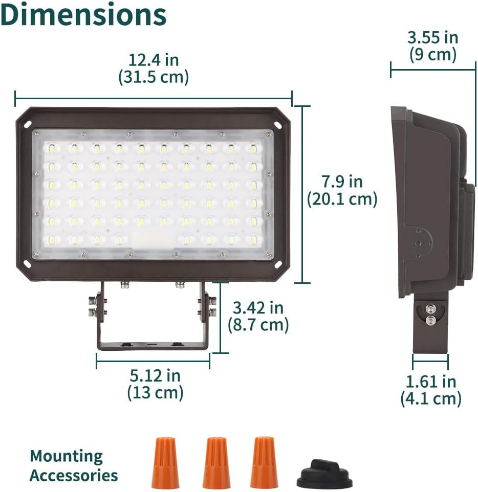 kadision 200W LED Flood Light with Dusk-to-Dawn Photocell, 200W/150W/100W Adjustable Super Bright 26000lm 5000K 100-277V IP65 Waterproof, Trunnion Mount LED Parking Lot Light, ETL Listed (Pack of 4)