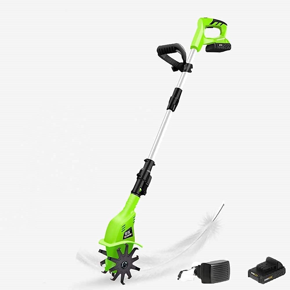 LXXW Electric Tiller Electric Cultivator with 20V Battery, Cordless Rotavator, Rechargeable Battery and Charger, 97-127Cm Adjustable Handle Electric Cultivator