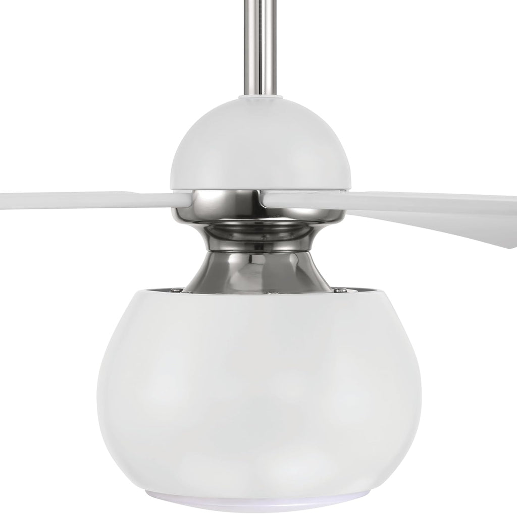 Craftmade 60' Otto in White/Polished Nickel Finish Ceiling Fan with Optional LED Light Kit, Remote Control Included, Smart WiFi Enabled w/Voice Activation, works w/Alexa & Smart Home Devices