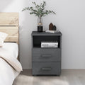Bedside Cabinet with Two Drawers and an Open Compartment, 24.4' Tall Bedside Table Wooden Cabinet for Home, Office, 15.7'x13.8'x24.4',-950