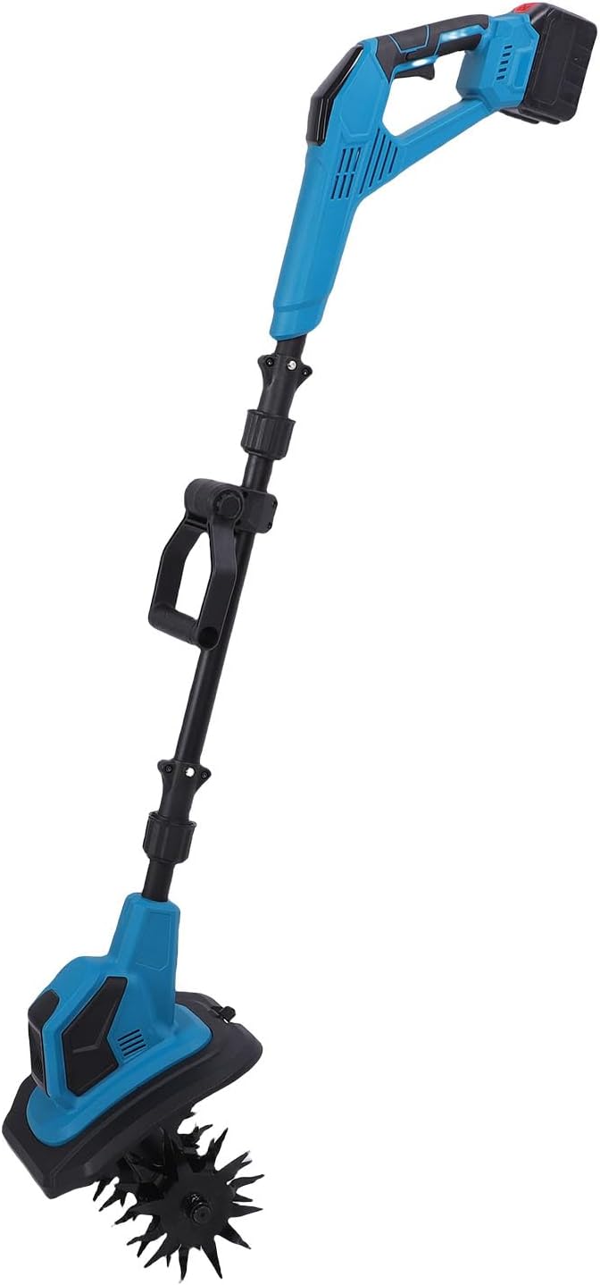 Cordless Tiller Cultivator, 360RPM Battery Powered Electric Garden Tiller, Electric Rototiller for Lawn Gardening Soil Cultivation, for