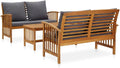 3 Piece Patio Furniture Sofa Set with Cushions, Outdoor Solid Acacia Wood Patio Conversation Table Chair Set for Garden, Backyard, Poolside,-517