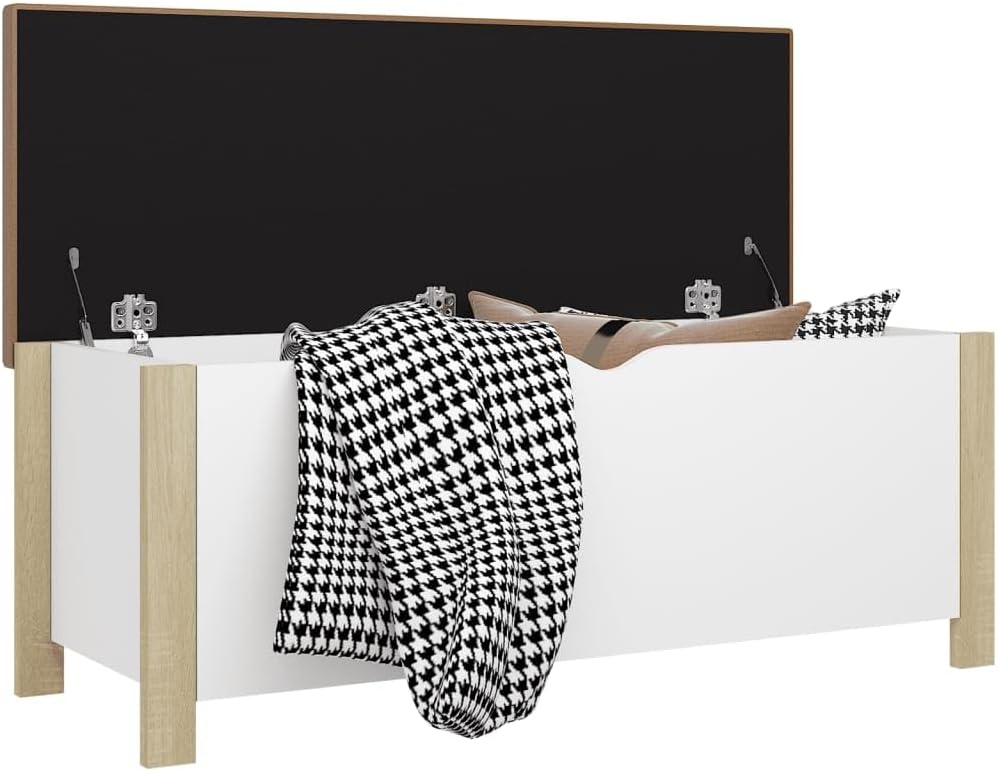 Modern Design Storage Box with a Cushion Bench, Entryway Bench with Cushioned Seat for Living Room, Home, Office, 41.3'x15.7'x17.7',-375
