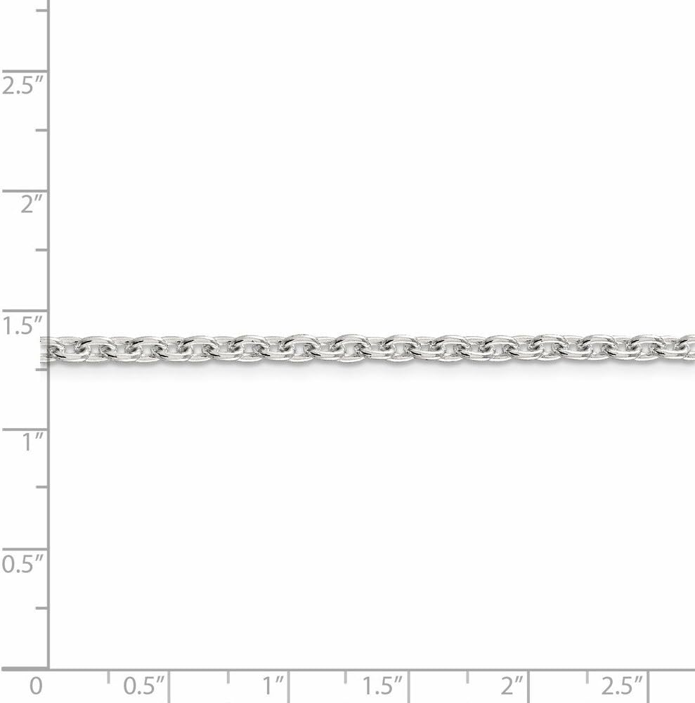 Solid 925 Sterling Silver 3.5mm Cable Chain Necklace - with Secure Lobster Lock Clasp