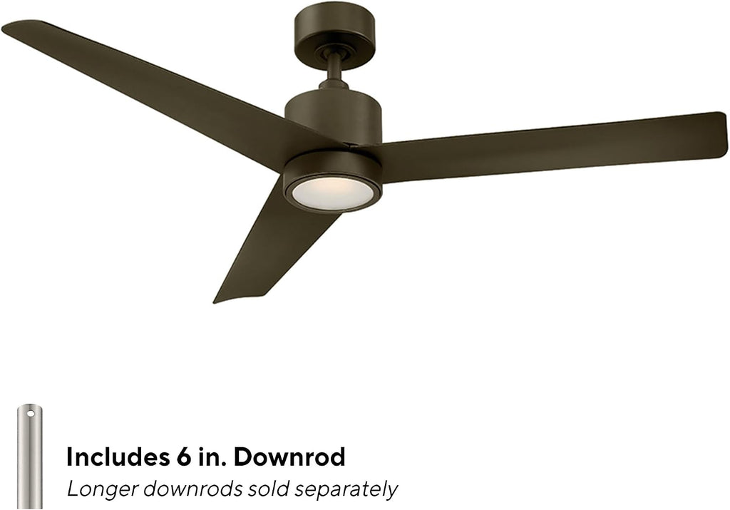 Lotus Smart Indoor and Outdoor 3-Blade Ceiling Fan 54in Bronze with 3000K LED Light Kit and Remote Control works with Alexa, Google Assistant, Samsung Things, and iOS or Android App