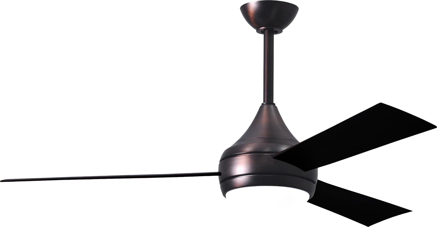 Matthews DA-BB-BK Donaire Outdoor Wet/Salt Water Rated 52' Marine-Grade Coastal Ceiling Fan with LED Light & Remote, Brushed Bronze with Black