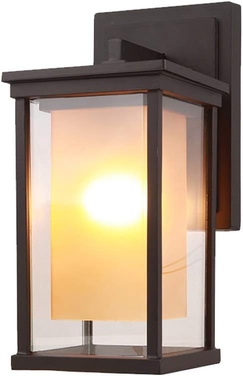 Wall Mounted Light Square Outdoor Wall Light Waterproof IP55 Wall Spotlights Glass Outdoor Wall Hanging Lantern for House Terrace Patio Courtyard Traditional E27 Reading Light (Size : H-35cm)