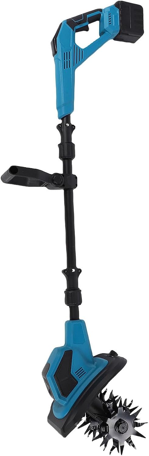 Cordless Electric Tiller Cultivator Garden Tiller 360RPM Powerful Motor 6Ah Battery Lightweight Ergonomic Design Adjustable Handle for Gardening Planting Cultivating (US Plug)