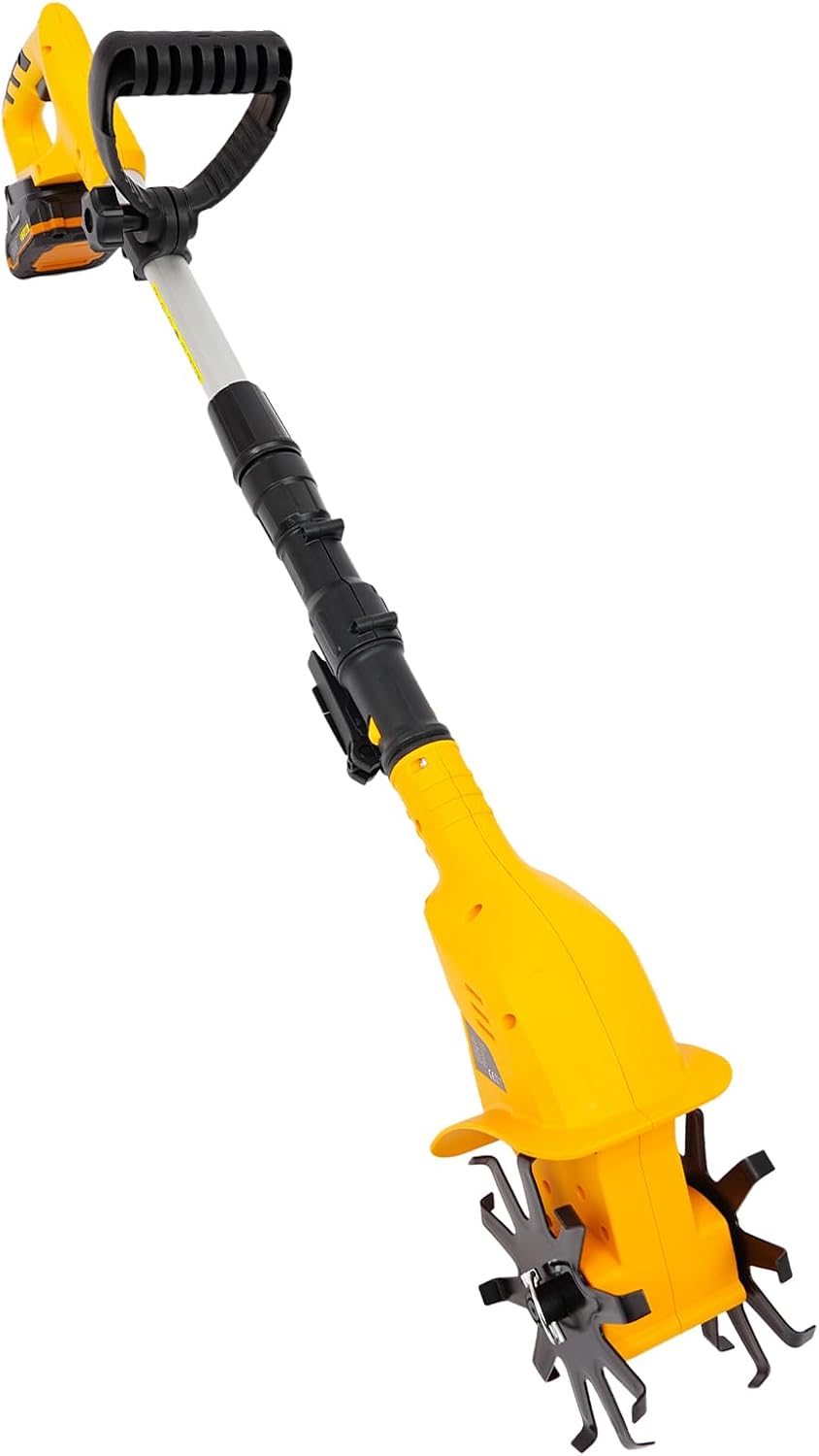Cordless Electric Tiller for Gardening, 250RPM Rototiller Cordless Cultivator, for Plowing, Turning, Ditching, Weeding, and So On
