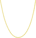 Italian Fashions 14K, 10K Yellow or White or Rose Solid Gold Italian Diamond Cut 0.8 mm-1.2 mm Rope and Mirror Cable Chain Necklace Thin & Strong gold chain Thin And Lightweight MADE IN ITALY