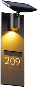 Solar Address Outdoor Wall Light Stainless Steel Exterior Wall Lamp House Number Wall Lantern Dusk to Dawn Waterproof LED Porch Light for Villa Garden Patio Porch Entryway Cottage