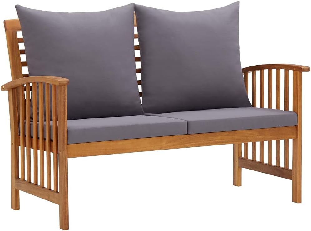 5 Piece Patio Furniture Sofa Set with Cushions, Outdoor Solid Acacia Wood Patio Conversation Table Chair Set for Garden, Backyard, Poolside,-518