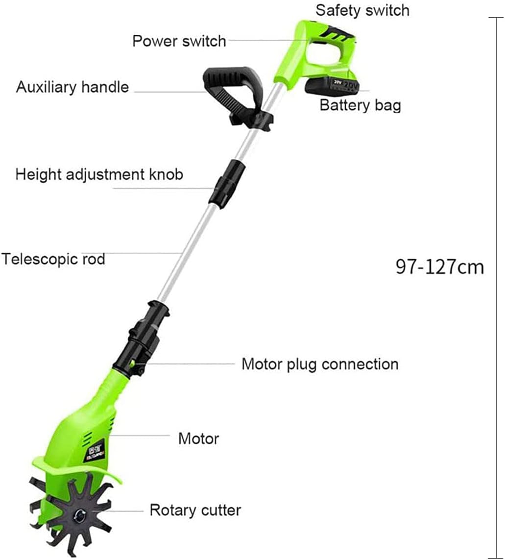 20V Garden Tiller, Tiller Rotavator,Cordless Rotavator, Handheld Electric Cordless 4000Mah Battery Powered, Soil Cultivator Gardening Tool Cultivation Machine,For The Garden, Vegetable Plots