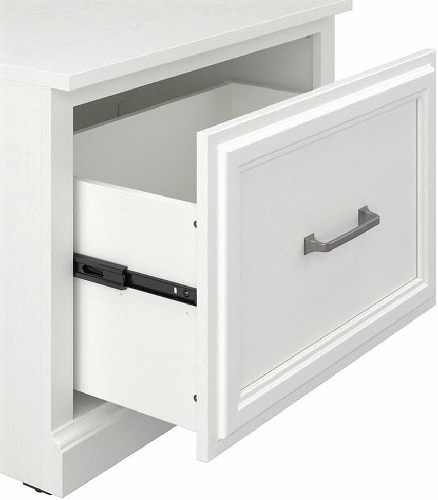 Bush Furniture Woodland 24W Small Shoe Bench with Drawer in White Ash | Narrow Footwear Organizer for Home Entryway, Mudroom, and Foyer