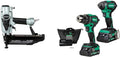 Bundle of Metabo HPT Finish Nailer | NT65M2S + Metabo HPT 18V MultiVolt™ Cordless Brushless Driver Drill & Impact Driver Combo Kit | KC18DEXQB