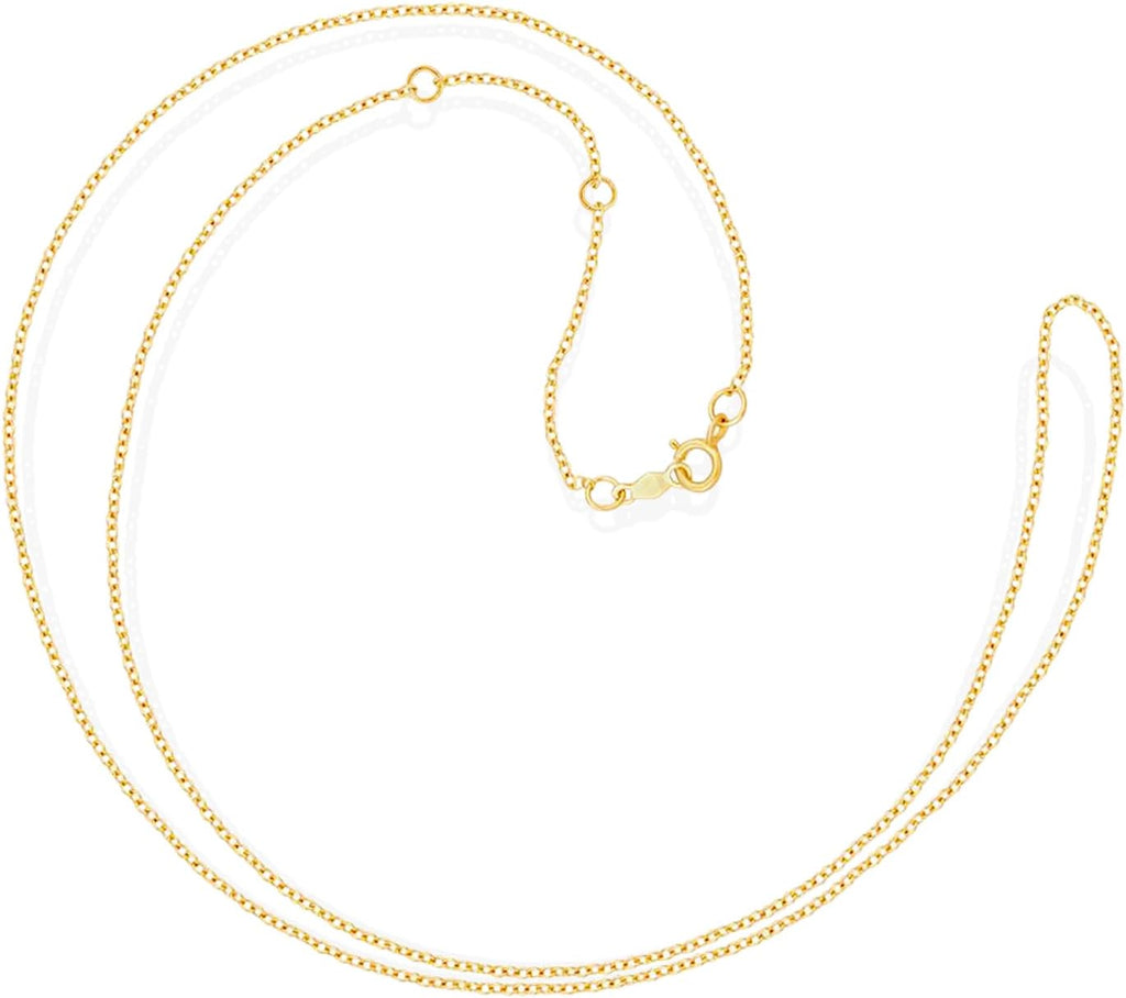 Jewelili 10K Yellow Gold or 10K White Gold or Sterling Silver 1.0mm Cable Chain Necklace with Spring-ring Clasp |17', 18', 19' (inches) Extendable Length