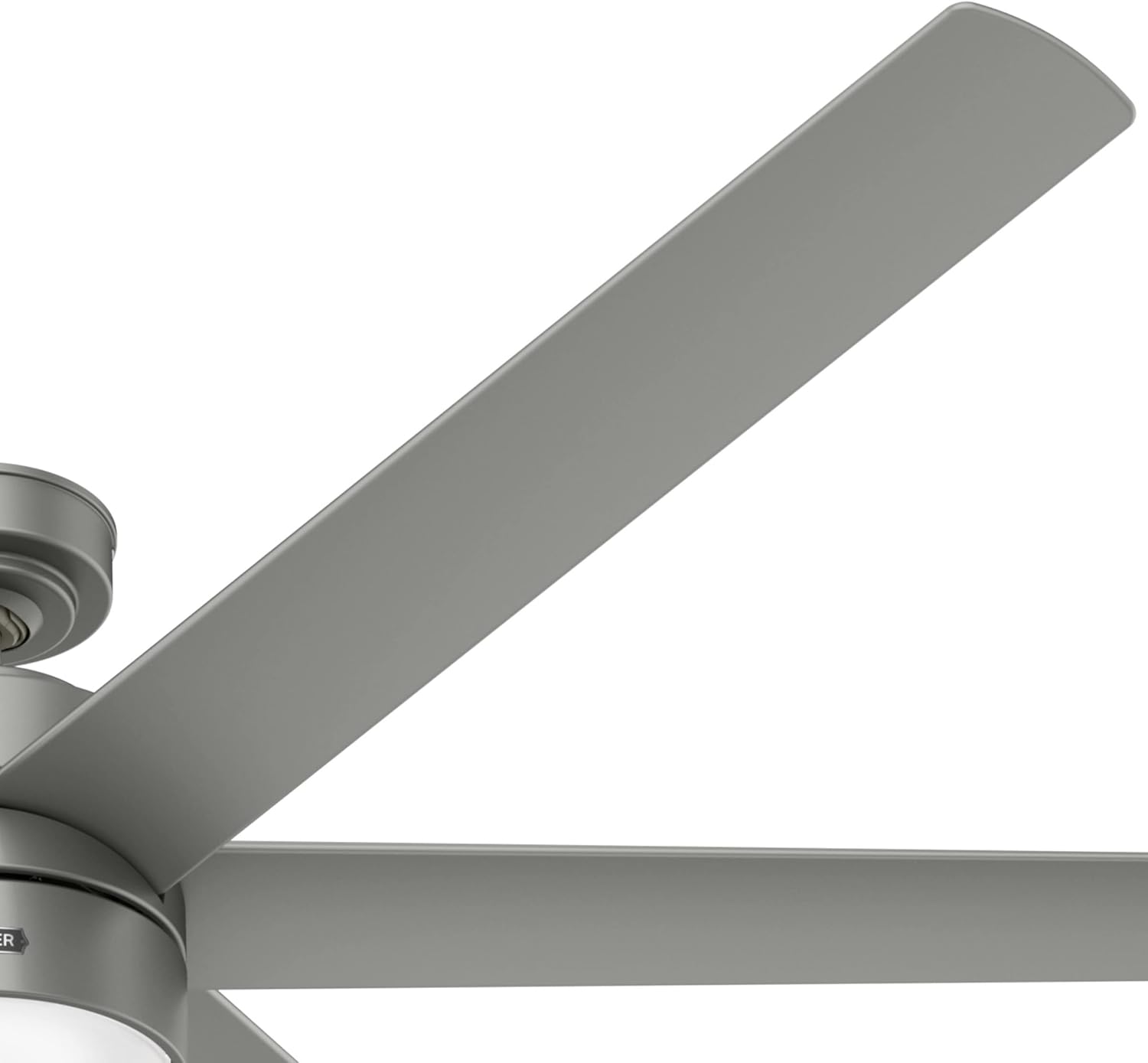 Hunter 72 inch Outdoor or Indoor Ceiling Fan with LED Light - Ceiling Fan with Wall Control, For Patio, Garage, or Porch, Quiet, Standard Mount, 6 Blades - Solaria 59629, Matte Silver