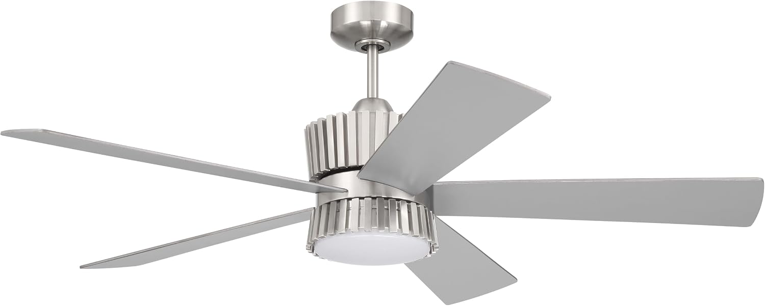 Craftmade 52' Theiry in Brushed Polished Nickel Finish Ceiling Fan with Optional LED Light Kit, Remote Control Included, Smart WiFi Enabled w/Voice Activation, works w/Alexa & Smart Home Devices