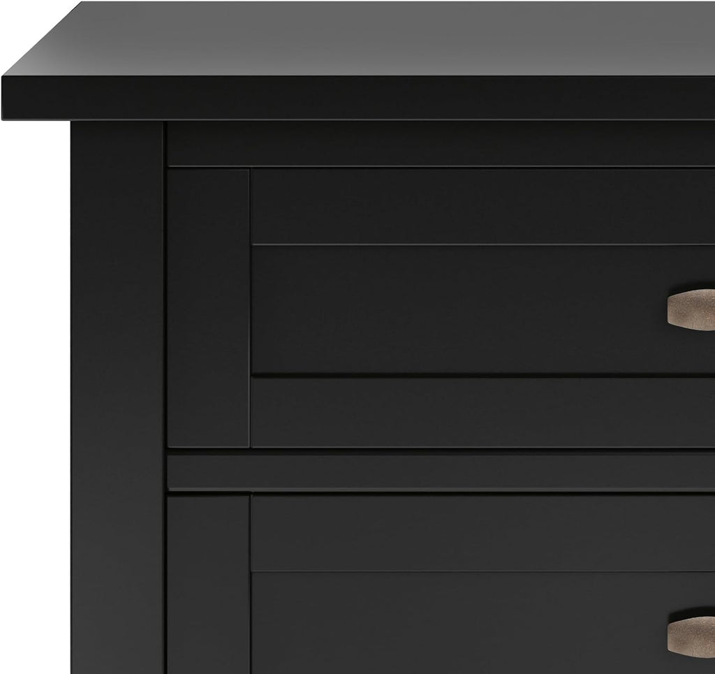 SIMPLIHOME Warm Shaker Solid Wood 24 inch Wide Transitional-Style Bedside Nightstand Tables in Black for the Living Room and Bedroom (Set of 2)