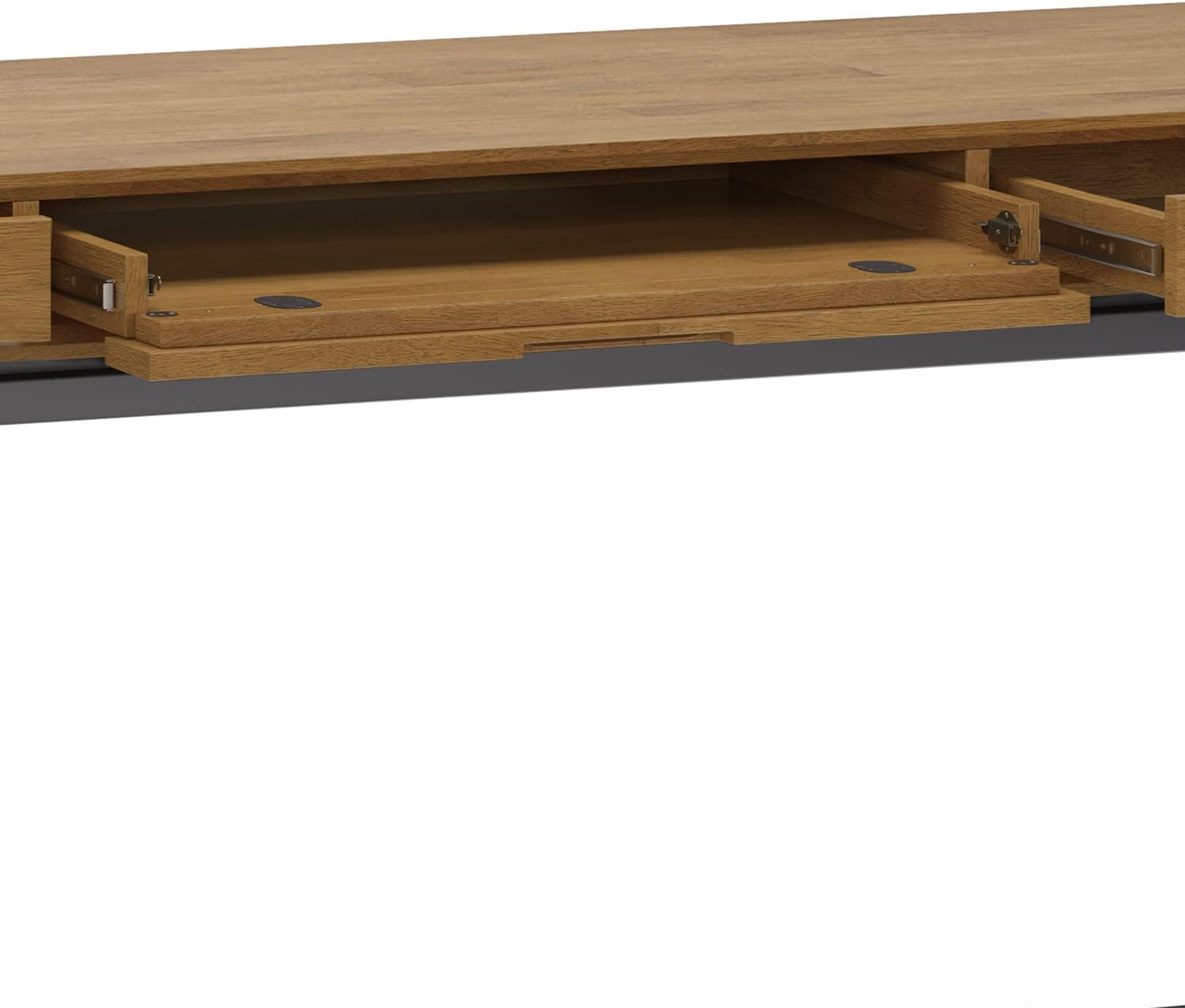 SIMPLIHOME Banting Desk - 72 Inch Wide Solid Wood and Metal Writing Desk in Medium Saddle Brown, Modern Industrial Home Office Computer Table for Study with 2 Drawers and Flip-Down Keyboard Tray
