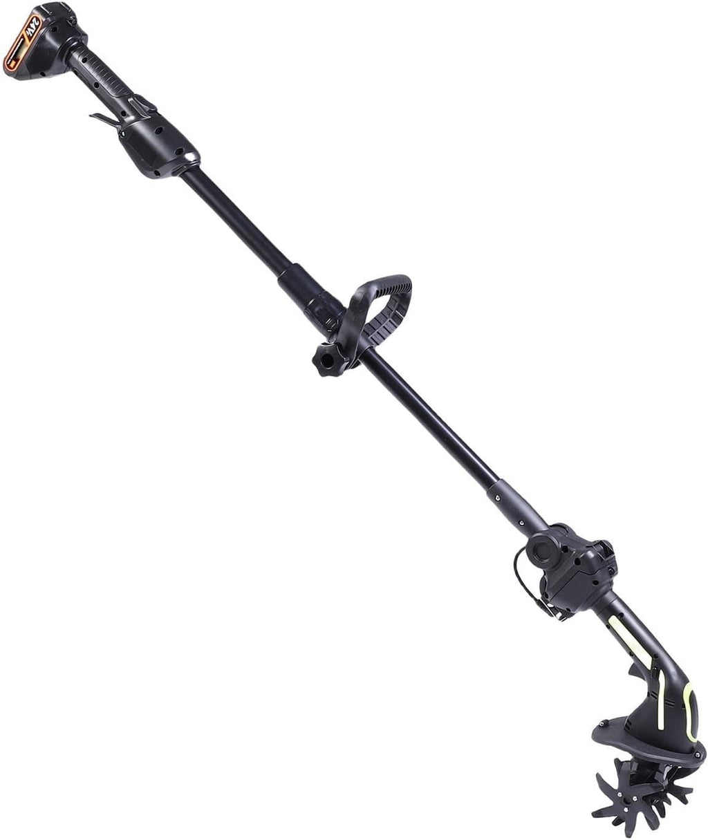 Dpofirs Cordless Garden Tiller, 235RPM Electric Garden Rototiller with 2 Batteries, 3.9 Inch Width Depth Cultivator for Lawn Gardening Soil Cultivation (US Plug)