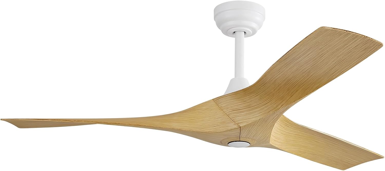 CACI Mall 52 Inch Propeller Ceiling Fan No Light, Remote Control, 6 Speeds Noiseless DC Motor, 3 ABS Blades, Indoor Outdoor Ceiling Fans for Living Room, Bedroom, Patio