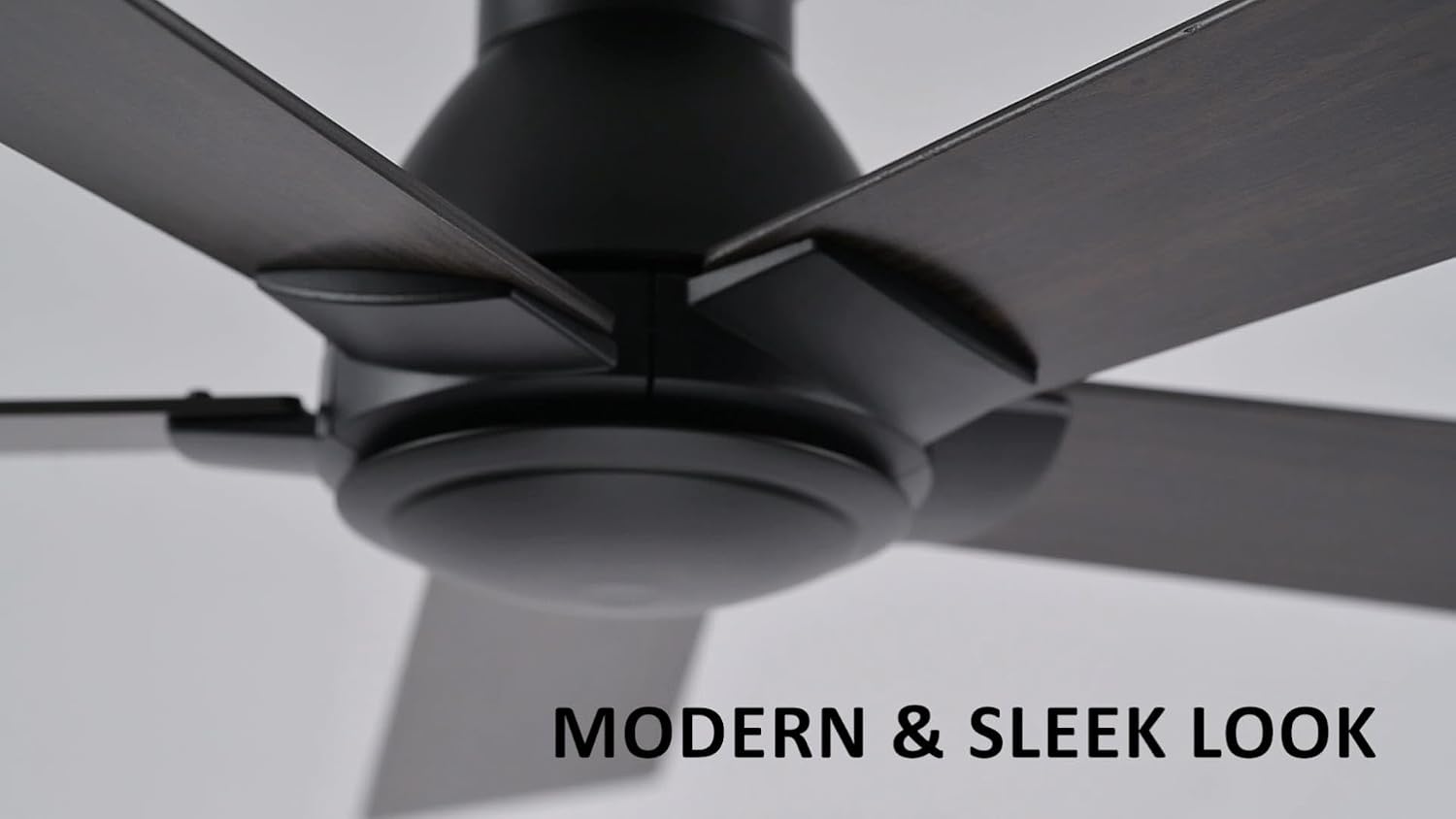 Carro 52 Inch Flush Mount Ceiling Fan without Lights, Black Ceiling Fan with Remote Low Profile, 10-Speed Reversible DC Motor, 5 Dual Finish Blades, Indoor for Bedroom