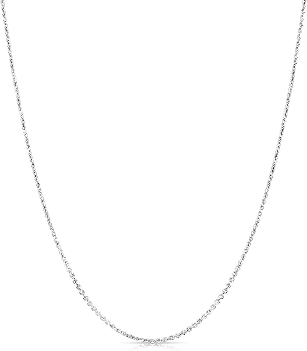 TILO JEWELRY 14k Solid Gold Diamond-Cut Cable Chain Necklace, Thin and Dainty Cable Chain 0.9mm Thick