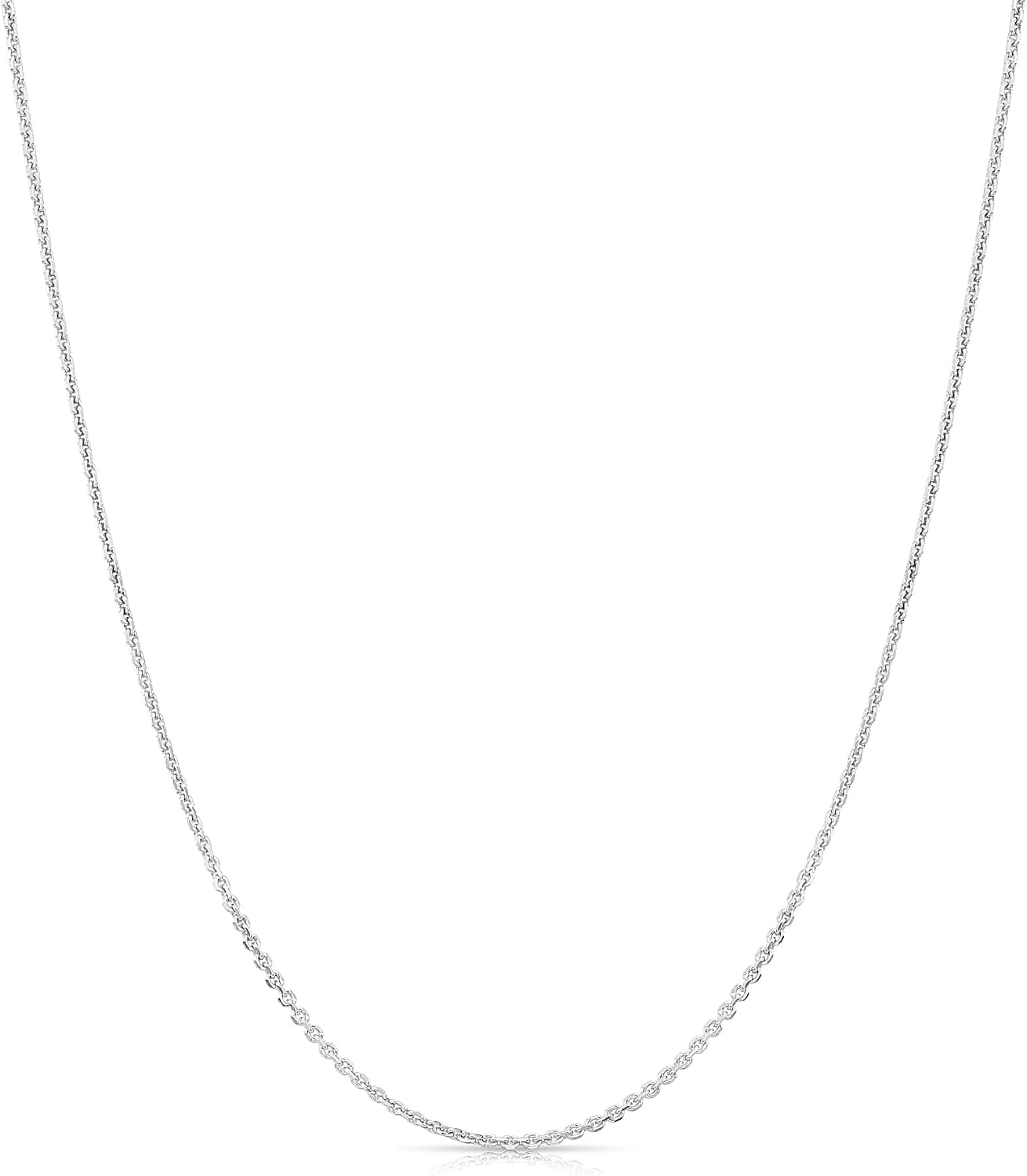TILO JEWELRY 14k Solid Gold Diamond-Cut Cable Chain Necklace, Thin and Dainty Cable Chain 0.9mm Thick